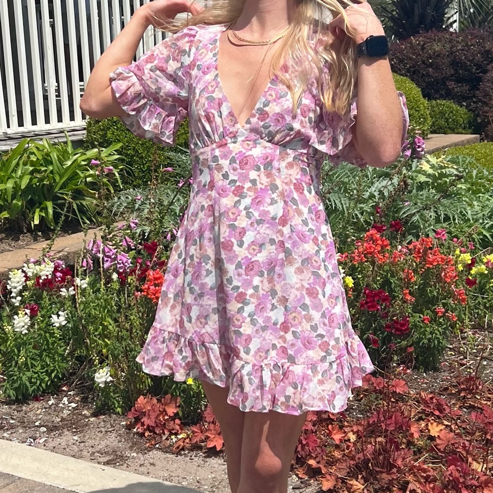 Hello Molly Floral Pink Ruffle Dress